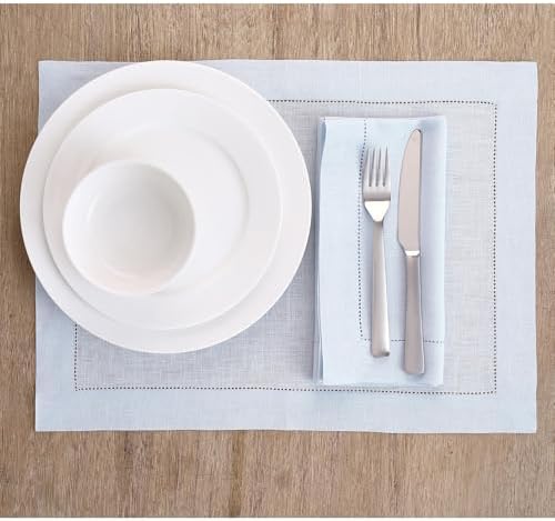 Solino Home 100% Pure Linen Dinner Napkins Light Blue, 20 x 20 in, Set of 4 - Image 2