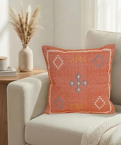 Indian Cotton Cushion Cover Sabra Kilim Pillow Cover Designer Decorative Sofa 18x18 Inche Handwoven Cushion Case for Farmhouse Home Decor Spring Decorative Pillow (Pattern 8) - Image 2