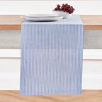 Solino Home 100% Pure Linen Table Runner, 14 x 120 in, Blue, Narrow Stripe by SolinoHome