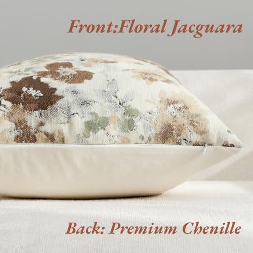 Vintage Floral Throw Pillow Covers 12x20 Inch Set of 2, Brown - Image 2