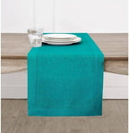 Solino Home 100% Pure Linen Table Runner Teal, Classic Hemstitch 14 x 90 in by SolinoHome