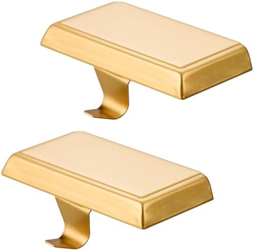 2 Pack Christmas Stocking Holders Ornament Hooks Mantel Weighted Stocking Hangers Metal Hanging Hooks Heavy Duty Stocking Holders Bases for Mantel Fireplace Party Decoration (Gold, 2) by FESTANLEE