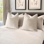 MIULEE Pack of 2 Cream Beige Euro Shams Chenille Pillow Covers 26x26 Inch - Image 2