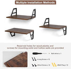 Tectocker-DOU 2 Pc Deep Floating Wall Shelves, Heavy Duty, 15.7×11.8, Brown - Image 6