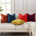 decorUhome Soft Chenille Navy Blue Throw Pillow Covers 22X22 Set of 2 - Image 2