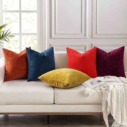 decorUhome Soft Chenille Navy Blue Throw Pillow Covers 22X22 Set of 2 - Image 2