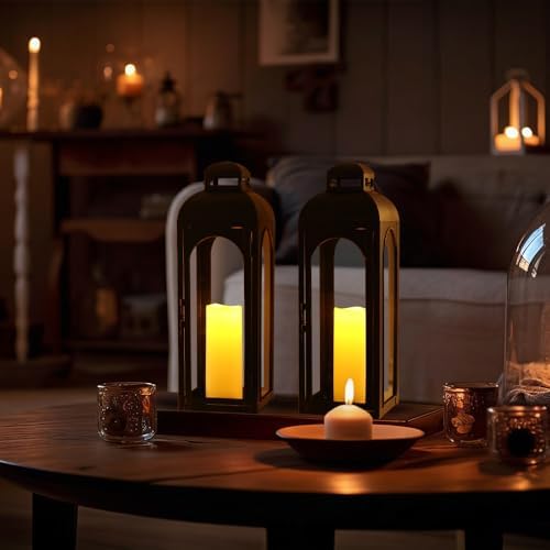 NEEDOMO Set of 2 Lanterns Decorative for Home,22''H Large LuxuryBronze Metal Hurricane Lanterns with Tempered Glass Panels for Porch,Tabletop, Mantle, Wall Hanging, Garden, Indoor & Outdoor Décor - Image 7