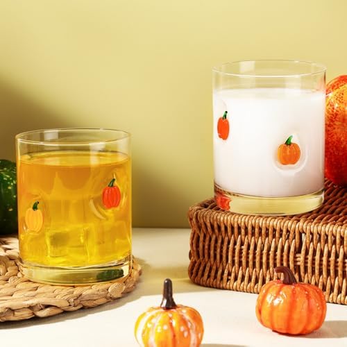Skylety 2 Pcs Pumpkin Icon Juice Glasses Fall Halloween Drinking Cups - Image 4