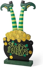 glitzhome St. Patrick's Porch Sign Leprechaun Pot of Gold Porch Decor,Farmhouse Rustic 24"H Wooden Porch Board Welcome Sign for Front Door Porch Deck Patio or Wall Indoor Outdoor and Yard Decor - Image 5