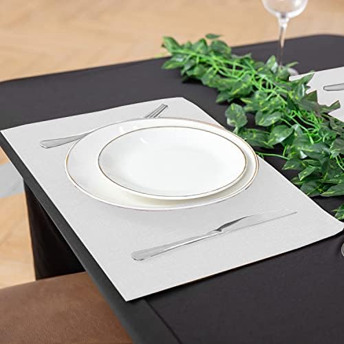 Cloth White Placemats Set of 8, Linen Type Fabric Placemats Machine Washable Heat Resistant Placemats Polyester Place Mats for Halloween, Thanksgiving and Christmas Dining Table (White) - Image 5