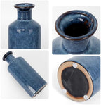 Ceramic Vase Set of 3, Deep Blue Glazed Bud Vases for Home Decor, Modern Farmhouse Decorative Blue Vases for Flowers, Table Centerpiece Set for Dining Room Living Room Kitchen Shelf Mantel - Image 7