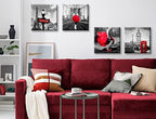 JiazuGo Red Paris Decor for Bedroom Black and White Wall Art for Living Room Eiffel Tower Decor Red City Buildings Canvas Pictures Brooklyn Bridge London Big Ben Modern Art Valentine'S Day - Image 4