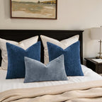 decorUhome Soft Chenille Haze Blue Throw Pillow Covers 24X24 Set of 2 - Image 4
