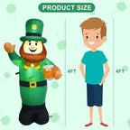 4 Ft Inflatable St Patricks Day Leprechaun Lighted Blow Up Shamrock Outdoor Yard Decoration with LED Light for Yard Garden Lawn Holiday - Image 4