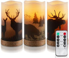 Homemory Christmas Real Wax Flameless LED Pillar Candles with Timer Remote by Homemory