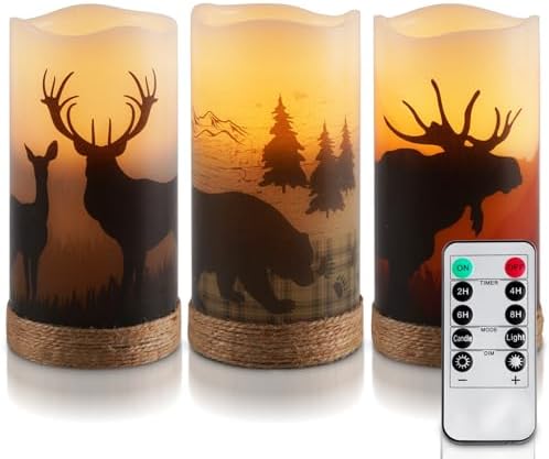Homemory Christmas Real Wax Flameless LED Pillar Candles with Timer Remote by Homemory