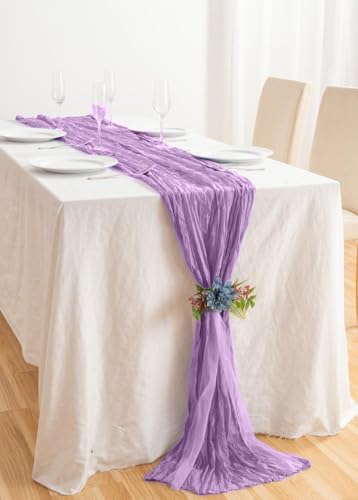20 Pack Lavender Cheesecloth Table Runner 17x108 Inch Boho Wrinkled Sheer Gauze Cheese Cloth Table Runner Bulk Decor for Wedding, Bridal Shower, Birthday Party - Image 7