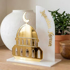 iwa concept Ramadan Kareem Table Decor, Islamic Mosque Statue with Acrylic Design, Freestanding Modern Islamic Home Decoration for Ramadan and Eid by iwaconcept