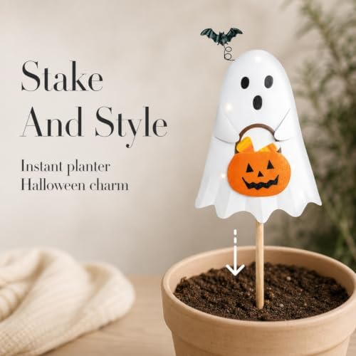 Mud Pie Led Tin Ghost Yard Stake, Garden Accessories, Seasonal Home Decor, Holiday Giftable Decor - Image 4