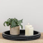 Creative Co-Op Farmhouse Decorative Round Wood Tray with Hobnail Edge, Black - Image 2