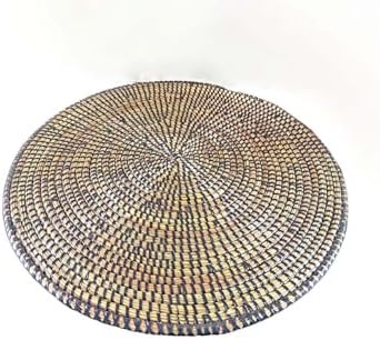 Senegal Placemats/African Bohemian Woven Seagrass Placemats/Natural Wicker Round Basket Placemats/Decorative Hanging Wicker Plates/Hanging Wall Decor (Black) by Handmade