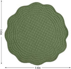 HOMBYS Quilted Placemats Set of 6 Washable Round Placemats for Kitchen Table-100% Cotton Fabric 14 Inch Round Table Mats, Cotton Fabric with Microfiber Filling (14"x14", Emerald Green) - Image 2