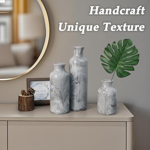 YMXYJM Resin 3 Piece Decorative Vase Set, Grey Farmhouse Home Decor - Image 6