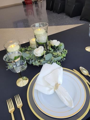 Set of 100 Napkin Rings Metal Gold Elegant Bling Leaves Rhinestone Napkin Ring, Napkin Rings Bulk Dinner Banquet Serviette Decor, Dining Table Setting for Thanksgiving Christmas Holiday Wedding Party - Image 4