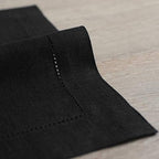 Solino Home 100% Pure Linen Placemats Black Hemstitch, 14 x 14 in, Set of 4 - Image 3