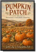 Decorative Tin Sign Vintage Metal Tin Sign Rustic Pumpkin Patch Country Farm Landscape Fall Wall Decor for Farmhouse Kitchen Porch Garden Shed 12×16 Inches with Metal Frame by Unknown