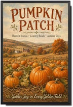 Decorative Tin Sign Vintage Metal Tin Sign Rustic Pumpkin Patch Country Farm Landscape Fall Wall Decor for Farmhouse Kitchen Porch Garden Shed 6×8 Inches with Metal Frame by Unknown