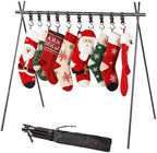 Christmas Stocking Holder Stand with 10 Hooks, Foldable FreeStanding Stocking Hangers Rack for Floor, Home, Living Room Holiday Decor - Quick Assembly Aluminium Matte Black by Unknown