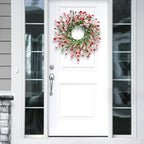 24" Spring Wreaths for Front Door Not Withering Artificial Floral Wreath with Wildflowers Summer Decorations for Indoor Outdoor Window Wall Farmhouse Porch Wedding Easter Home Decor Red Pink - Image 5