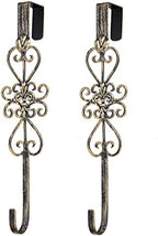 2 PCS Wreath Hangers for Front Door, 15" Over Door Wreath Hook, Fleur Dis Lis Wreath Hanger for Doors, Metal Overdoor Wreath Holder, 20 lbs Christmas Decorations Wreaths Hook- Vintage Gold by Ironlux