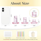 Hewory Pink Taper Candle Holders Bulk: 9PCS Glass Candlestick Holders - Image 5
