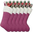 Christmas Stockings 6Pack 20 Inches Big Xmas Stocking for Family Holiday Decorations and Xmas Tree Fireplace Decor Merry Christmas(6, Pink-Large) by LinaGarten