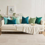 MIULEE Velvet Throw Pillow Covers 22x22 Inch Pack of 2 Teal - Image 4
