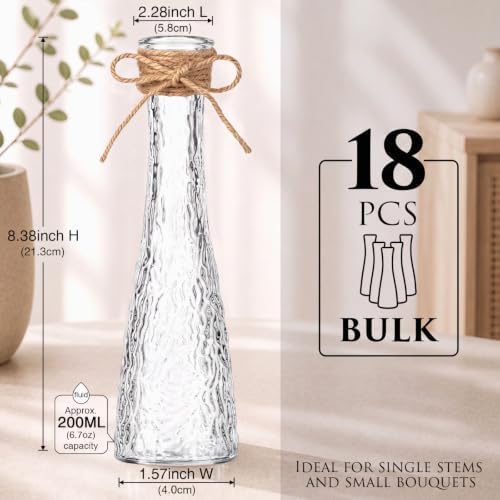Set of 18 Clear Glass Bud Vases for Centerpiece, Water Ripple - Image 2