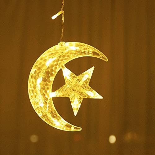 FUCHSUN 138 LED Moon Star Curtain String Lights Crescents Ramadan Lights - Image 4