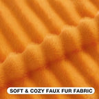 FUTEI Pack of 2 Faux Mink Fur Throw Pillow Covers 24x24 Inch, Orange - Image 2