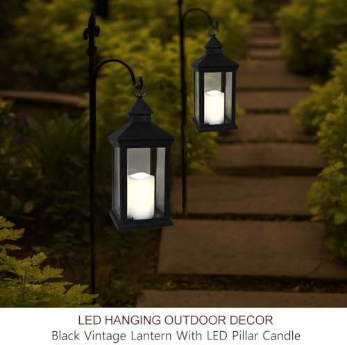 2-Pack 14" Candle Lanterns Outdoor Waterproof Decorative Flickering Lights with Timer - Cool White Decorative Indoor LED Lanterns Battery Operated - Image 4
