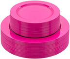 FLOWERCAT 60PCS Hot Pink Disposable Party Plates Set – 30 pcs 10.25″ Dinner Plates & 30 pcs 7.5″ Dessert Plates for Spring Parties, Valentine’s Day, Wedding – Sturdy & Stylish Tableware by FLOWERCAT