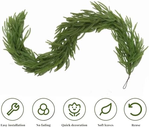 4 Pcs 6 FT Christmas Garland, Artificial Norfolk Pine Garland - Image 3