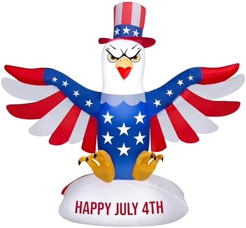 Gemmy Airblown Inflatable 4ft Independence Day Light Patriotic American Eagle Independence Day Yard Decor by GemmyIndustries