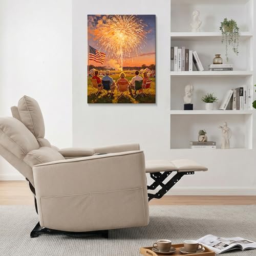 July 4th Patriotic Canvas Wall Art 4th of July USA Decorations American Flag Fireworks Picture Wall Decor Independence Day Home Decor 24x32in - Image 3