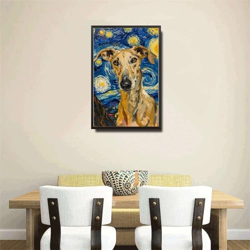 Metal Sign Vintage Tin Sign Greyhound Starry Night Hound Swift Greyhound in Night for Home Race Track and Seasonal Celebrations Rustproof Aluminum 6×8 Inches with Metal Frame - Image 4