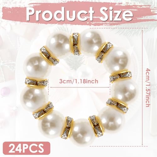 240Pcs Gold Pearl Napkin Rings Bulk Imitation Pearl Napkin Ring for Wedding - Image 2