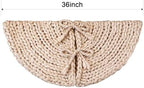 36 inch Christmas Tree Skirt: Chunky Knit Tree Skirt for 6ft Tree, Crochet Beige Small Tree Skirt, Vintage Tree Skirts, Rustic Farmhouse Christmas Decorations - Image 2