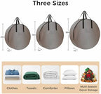 Ombre Abstract Round Storage Bag 24 Inch, Gradient Gray Brown Clothes Storage Container with Handles Heavy Duty Organizer for Comforter, Bedding & Holiday Wreaths - Image 7