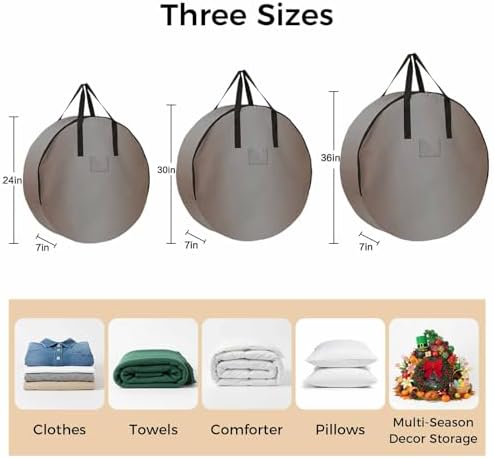 Ombre Abstract Round Storage Bag 24 Inch, Gradient Gray Brown Clothes Storage Container with Handles Heavy Duty Organizer for Comforter, Bedding & Holiday Wreaths - Image 7